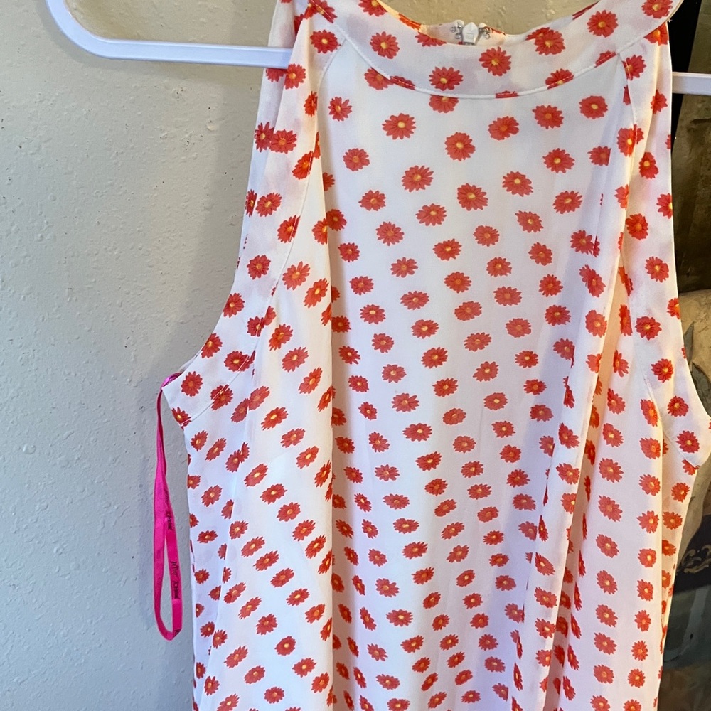 Betsey Johnsom Sleeveless White Dress with Coral Flower Print - Picture 9 of 11